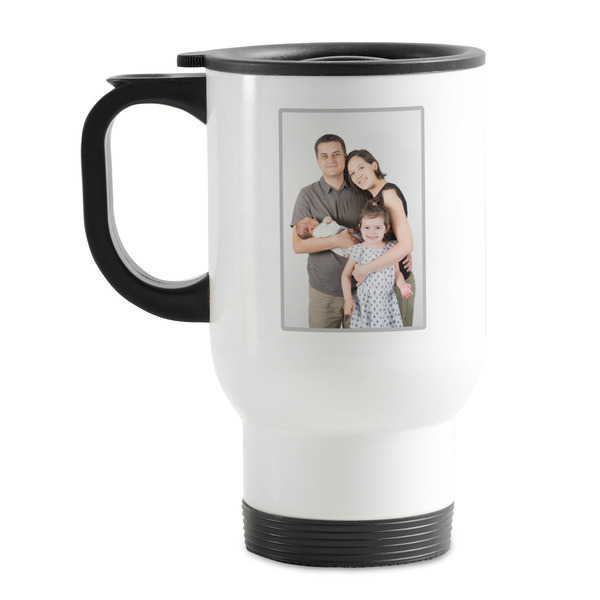 Custom Family Photo and Name Stainless Steel Travel Mug with Handle