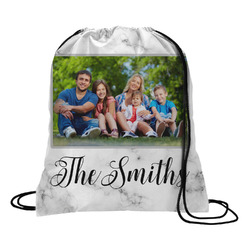 Family Photo and Name Drawstring Backpack