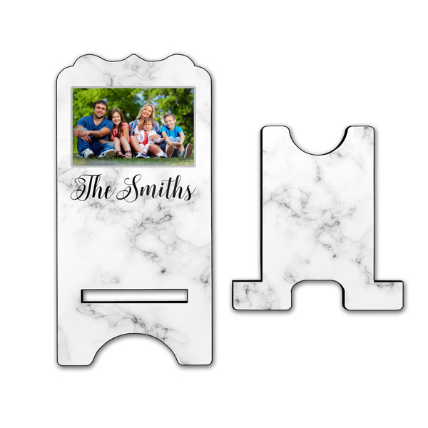 Family Photo and Name Stylized Phone Stand - Front & Back - Large