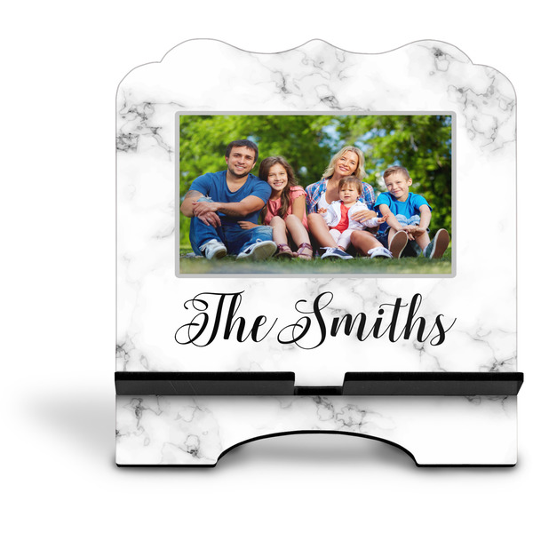 Family Photo and Name Stylized Tablet Stand - Front without iPad