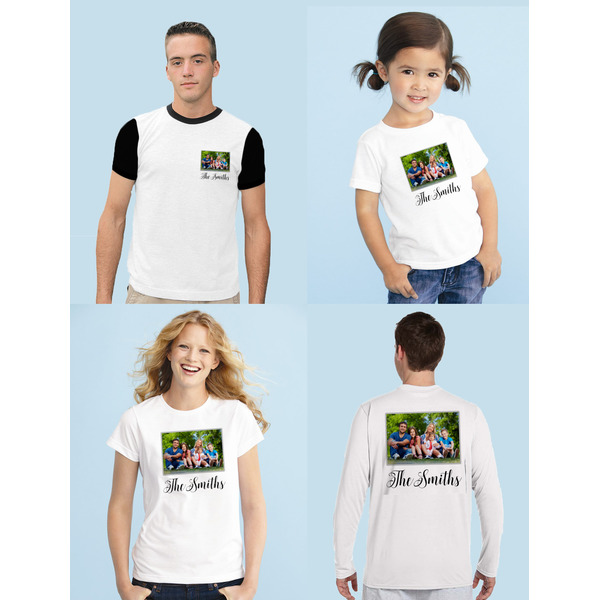 Family Photo and Name Sublimation Sizing on Shirts