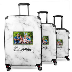 Family Photo and Name 3-Piece Luggage Set - 20" Carry On - 24" Medium Checked - 28" Large Checked