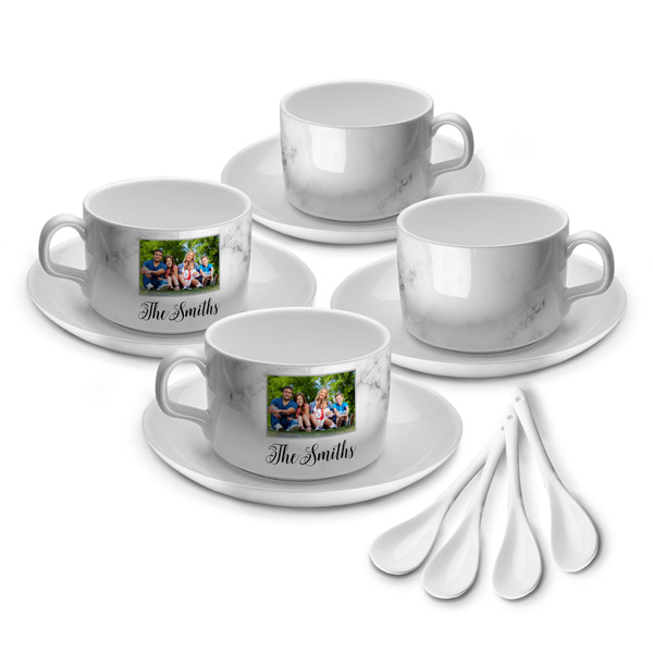 Custom Family Photo and Name Tea Cup - Set of 4