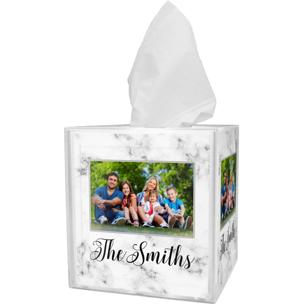 Custom Family Photo and Name Tissue Box Cover