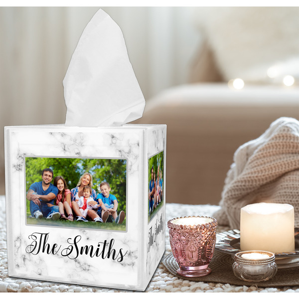 Family Photo and Name Tissue Box - Lifestyle