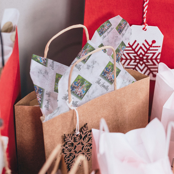 Family Photo and Name Tissue Paper - In Gift Bag