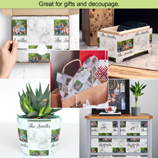 Family Photo and Name Tissue Paper - In Use Collage