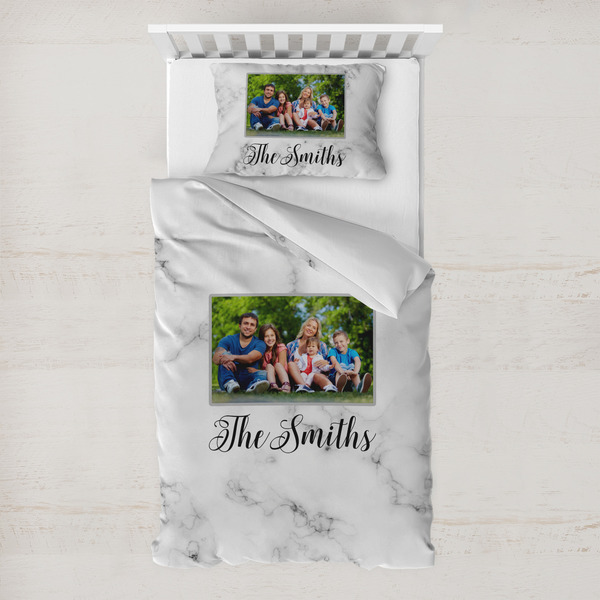 Custom Family Photo and Name Toddler Bedding Set - With Pillowcase