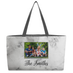 Family Photo and Name Beach Totes Bag - w/ Black Handles