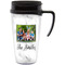 Family Photo and Name Travel Mug with Black Handle - Front