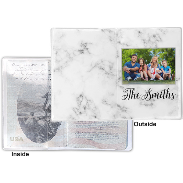 Family Photo and Name Vinyl Passport Holder - Flat Front and Back