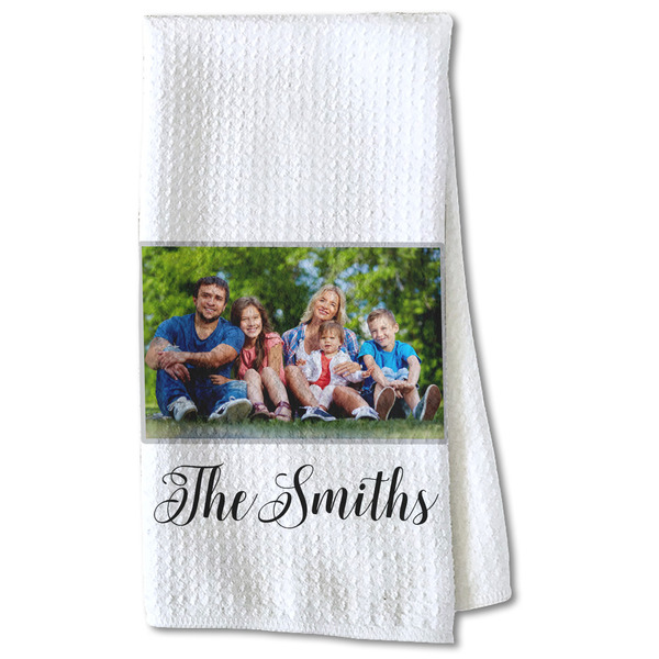 Custom Family Photo and Name Kitchen Towel - Waffle Weave - Partial Print