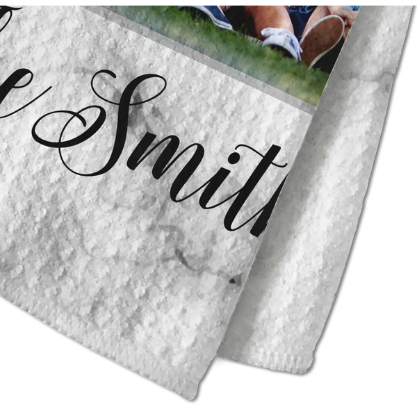 Family Photo and Name Waffle Weave Towel - Closeup of Material Image