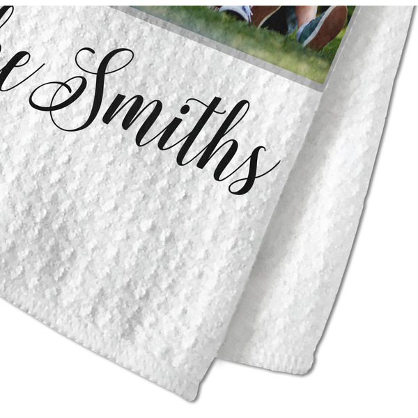 Family Photo and Name Waffle Weave Towel - Closeup of Material Image