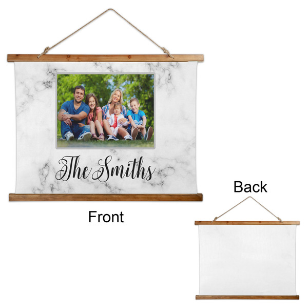 Family Photo and Name Wall Hanging Tapestry - Landscape - Front & Back
