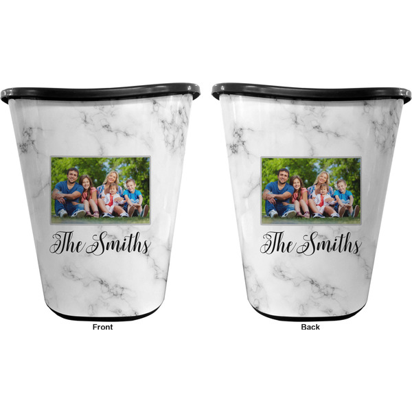 Family Photo and Name Waste Basket - Black - Double Sided - Approval