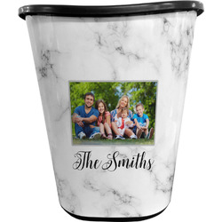 Family Photo and Name Waste Basket - Double-Sided - Black