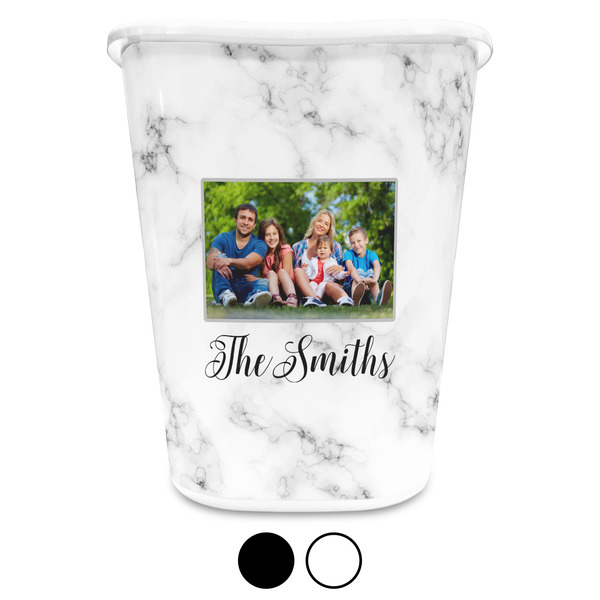 Family Photo and Name Waste Basket - Both Colors - Front