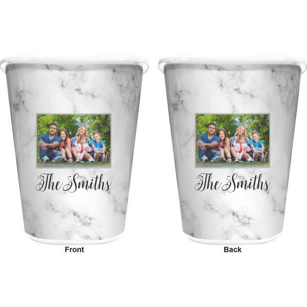 Family Photo and Name Waste Basket - White - Double Sided - Approval