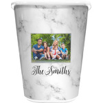 Family Photo and Name Waste Basket - Double-Sided - White