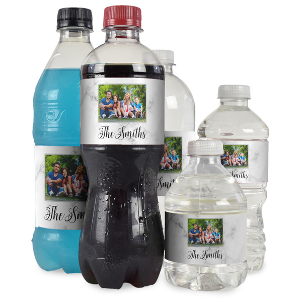 Family Photo and Name Water Bottle Label - Multiple Bottle Sizes