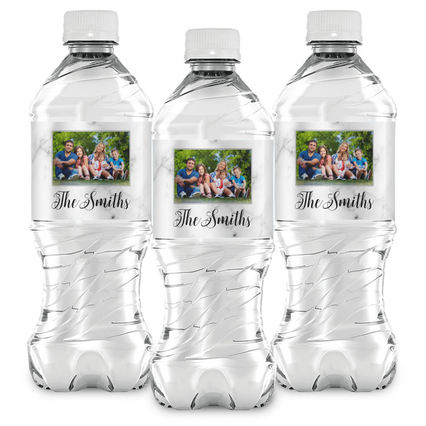 Family Photo and Name Water Bottle Labels - Front View
