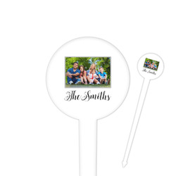 Family Photo and Name 4" Round Plastic Food Picks - White - Single-Sided