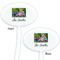 Family Photo and Name White Plastic 7" Stir Stick - Double Sided - Oval - Front & Back