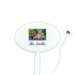 Family Photo and Name 7" Oval Plastic Stir Sticks - White - Double-Sided