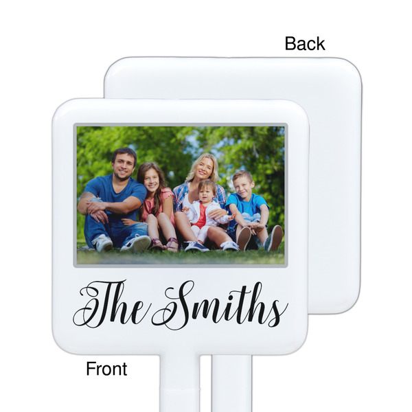 Family Photo and Name White Plastic Stir Stick - Single Sided - Square - Front & Back