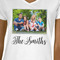 Family Photo and Name White V-Neck T-Shirt on Model - CloseUp
