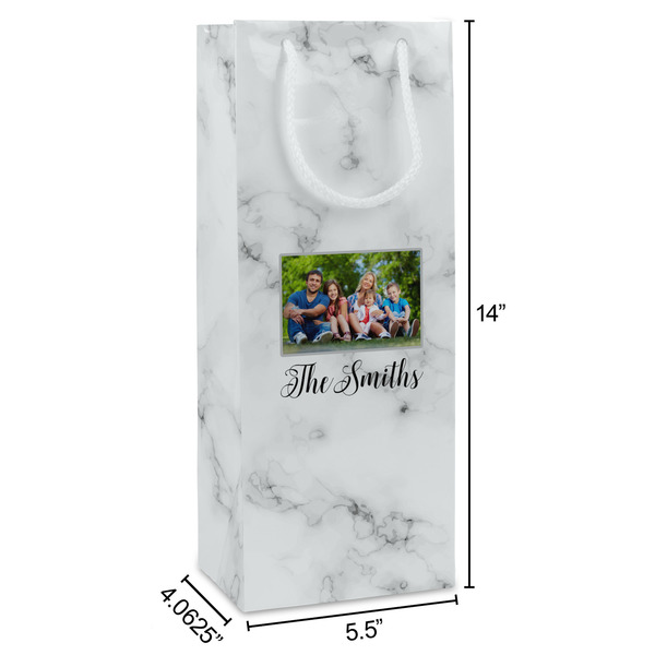 Family Photo and Name Wine Gift Bag - Dimensions