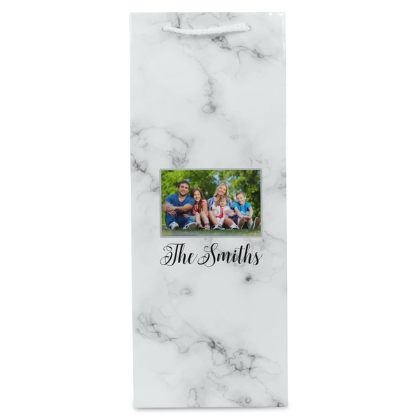Family Photo and Name Wine Gift Bag - Matte - Front