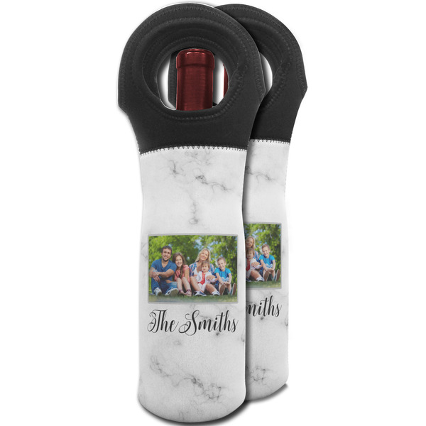 Family Photo and Name Wine Tote Bag - Two Bags