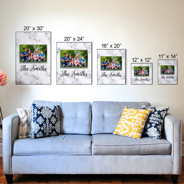 Family Photo and Name Wood Prints - Size Comparison
