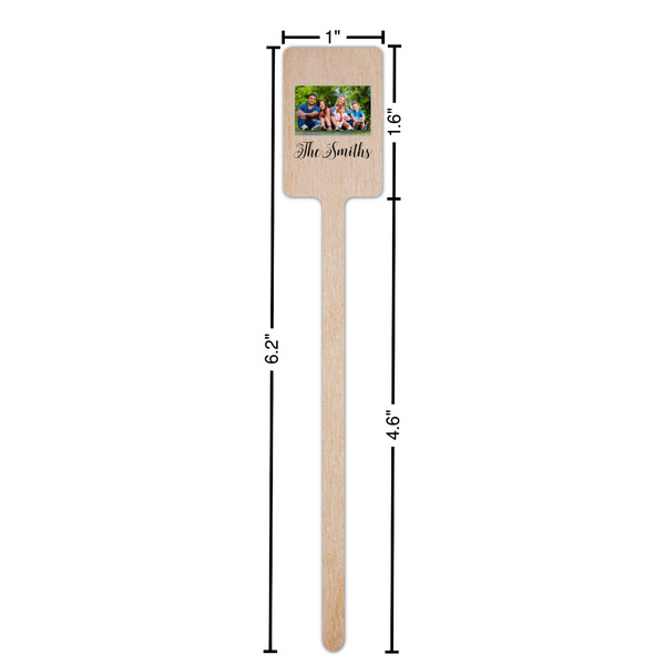 Family Photo and Name Wooden 6.25" Stir Stick - Rectangular - Dimensions