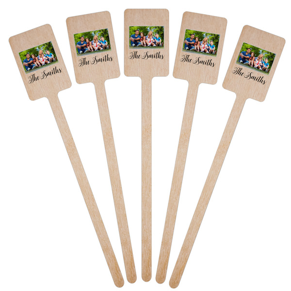 Family Photo and Name Wooden 6.25" Stir Stick - Rectangular - Fan View