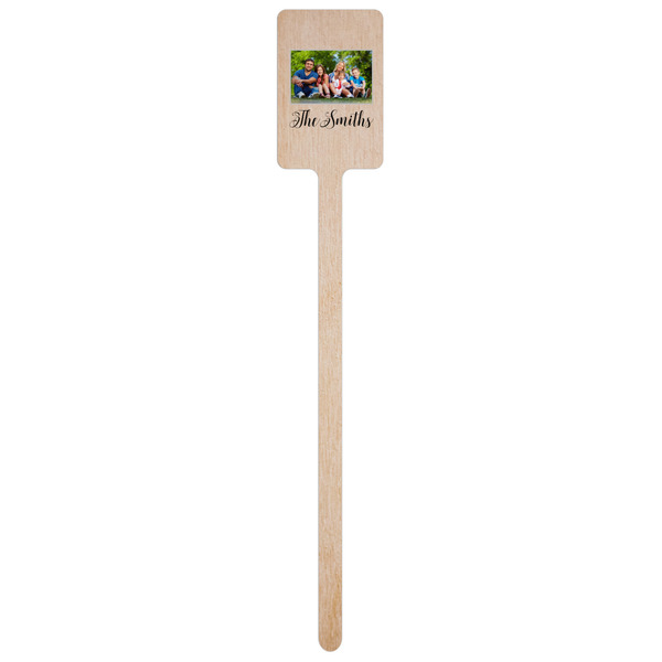 Family Photo and Name Wooden 6.25" Stir Stick - Rectangular - Single Stick
