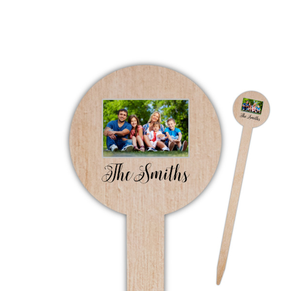 Custom Family Photo and Name Round Wooden Food Picks