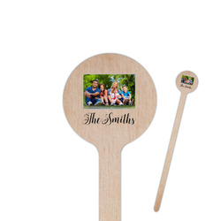 Family Photo and Name 6" Round Wooden Stir Sticks - Single-Sided