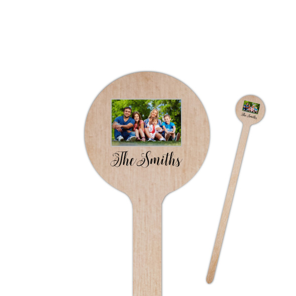 Custom Family Photo and Name Round Wooden Stir Sticks