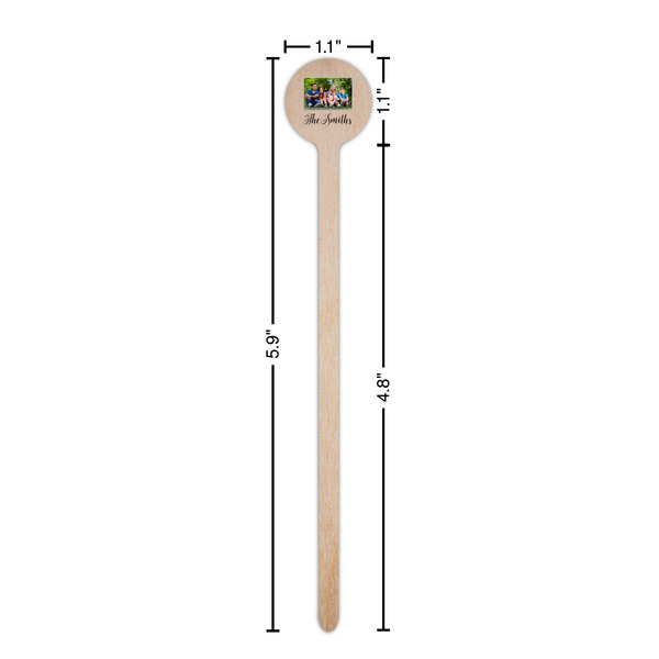 Family Photo and Name Wooden 6" Stir Stick - Round - Dimensions