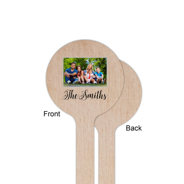 Family Photo and Name Wooden 6" Stir Stick - Round - Single Sided - Front & Back