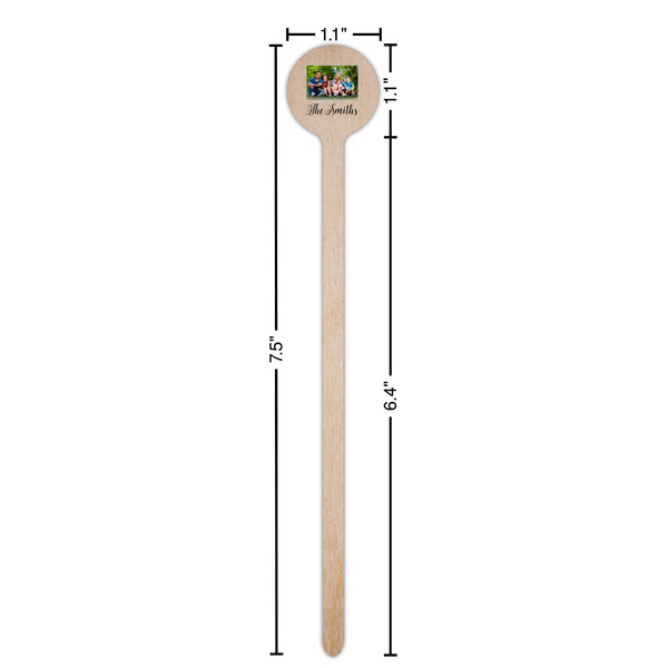 Family Photo and Name Wooden 7.5" Stir Stick - Round - Dimensions