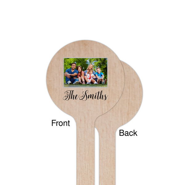 Family Photo and Name Wooden 7.5" Stir Stick - Round - Single Sided - Front & Back