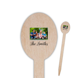 Family Photo and Name Oval Wooden Food Picks