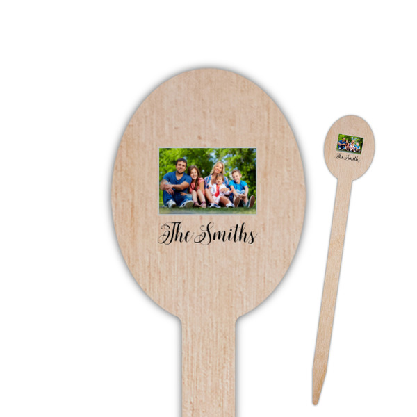 Custom Family Photo and Name Oval Wooden Food Picks