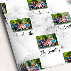 Family Photo and Name Wrapping Paper Sheets - Single-Sided - 20" x 28"
