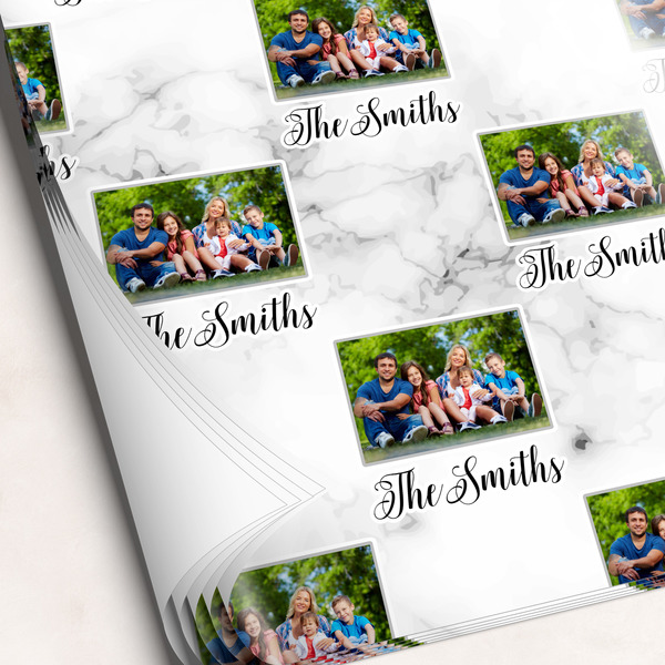 Custom Family Photo and Name Wrapping Paper Sheets