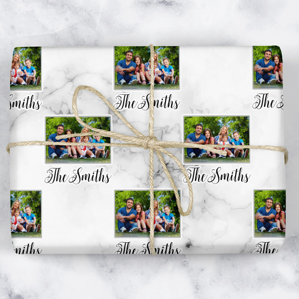Custom Family Photo and Name Wrapping Paper